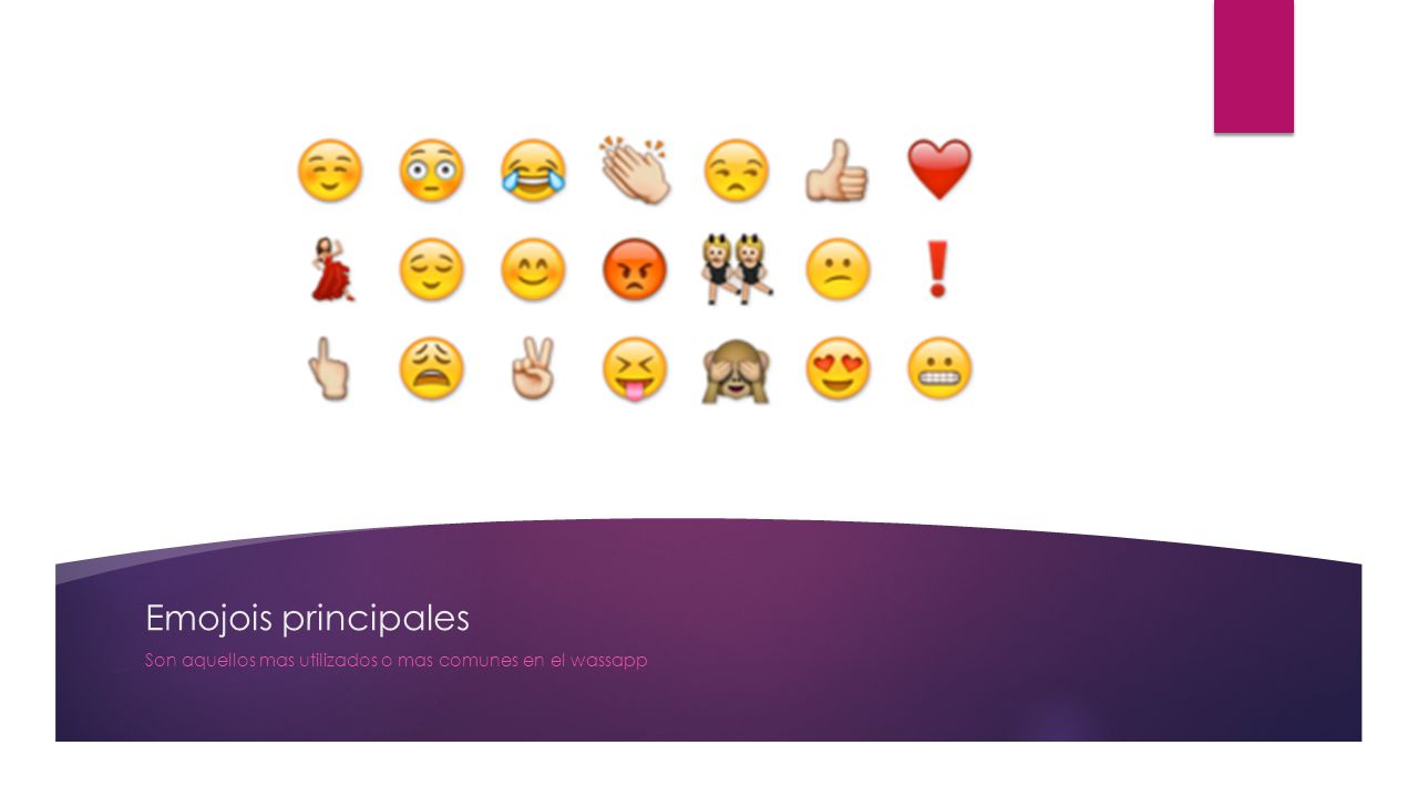 Emojois principales Son aquellos mas utilizados o mas comunes en el wassapp