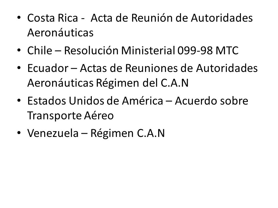 Costa Rica - Acta de Reunión de Autoridades Aeronáuticas