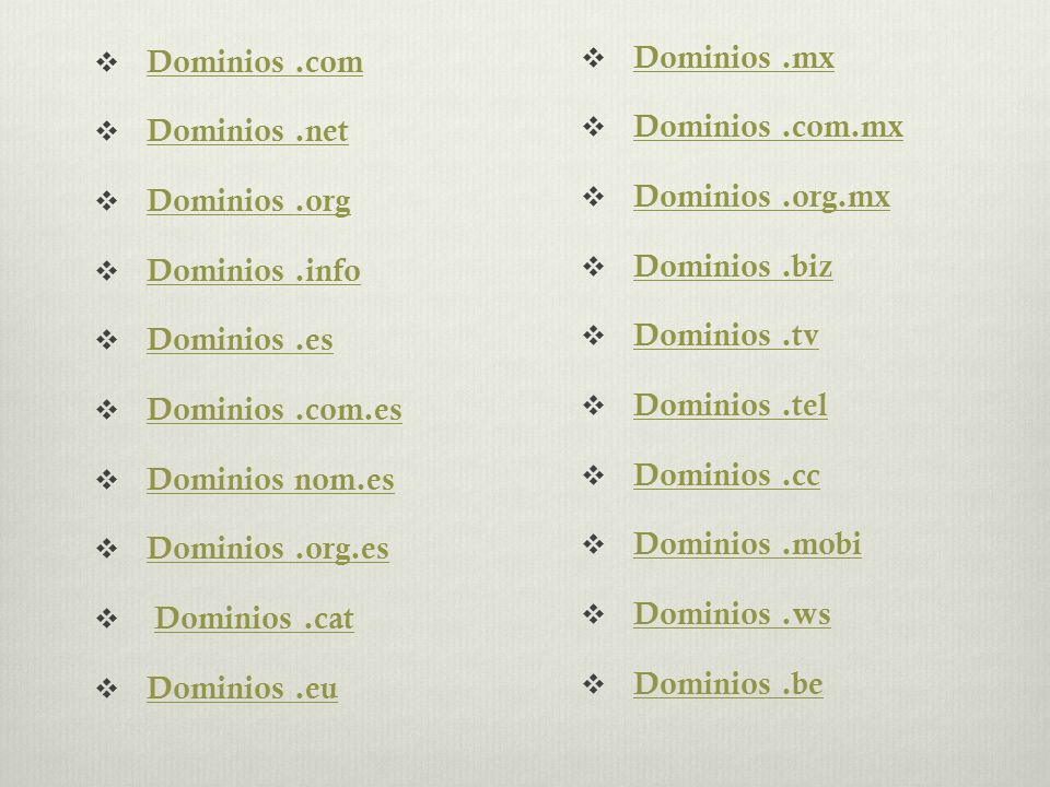 Dominios .com Dominios .net. Dominios .org Dominios .info. Dominios .es. Dominios .com.es. Dominios nom.es