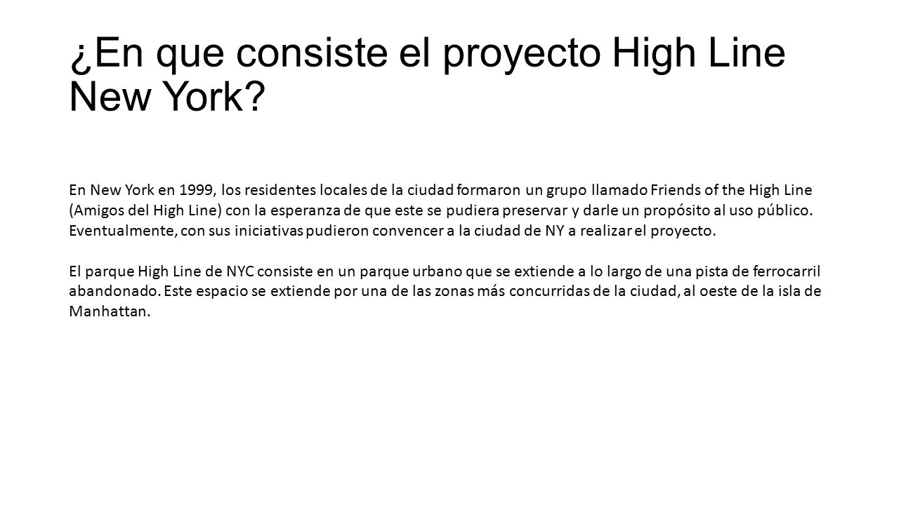 ¿En que consiste el proyecto High Line New York