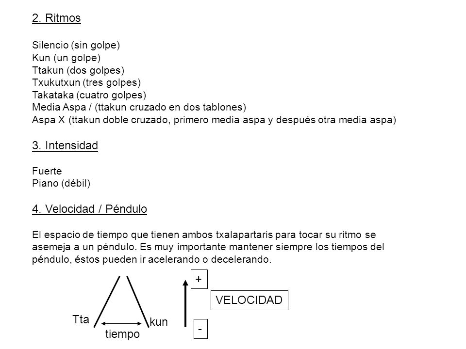 2. Ritmos 3. Intensidad 4. Velocidad / Péndulo + VELOCIDAD Tta kun -