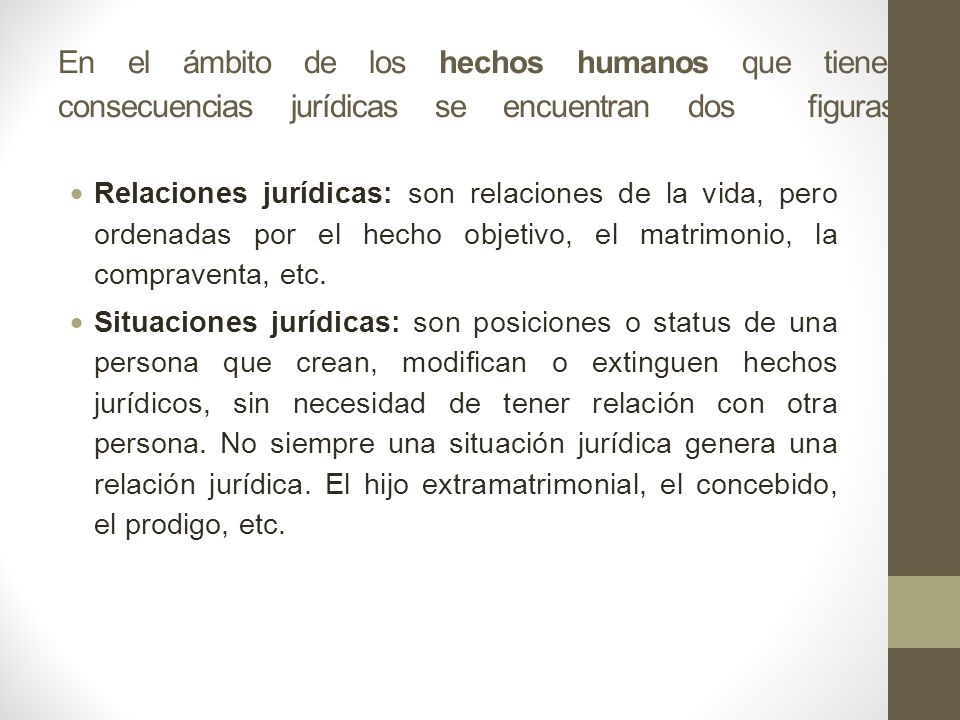 En el ámbito de los hechos humanos que tienen consecuencias jurídicas se encuentran dos figuras: