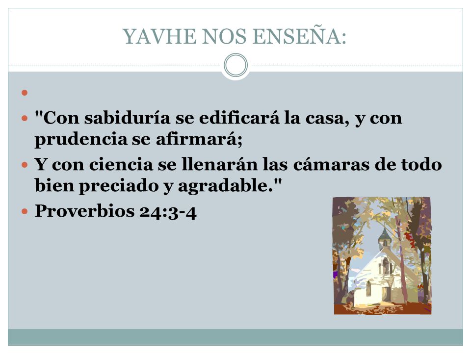 YAVHE NOS ENSEÑA: Con sabiduría se edificará la casa, y con prudencia se afirmará;