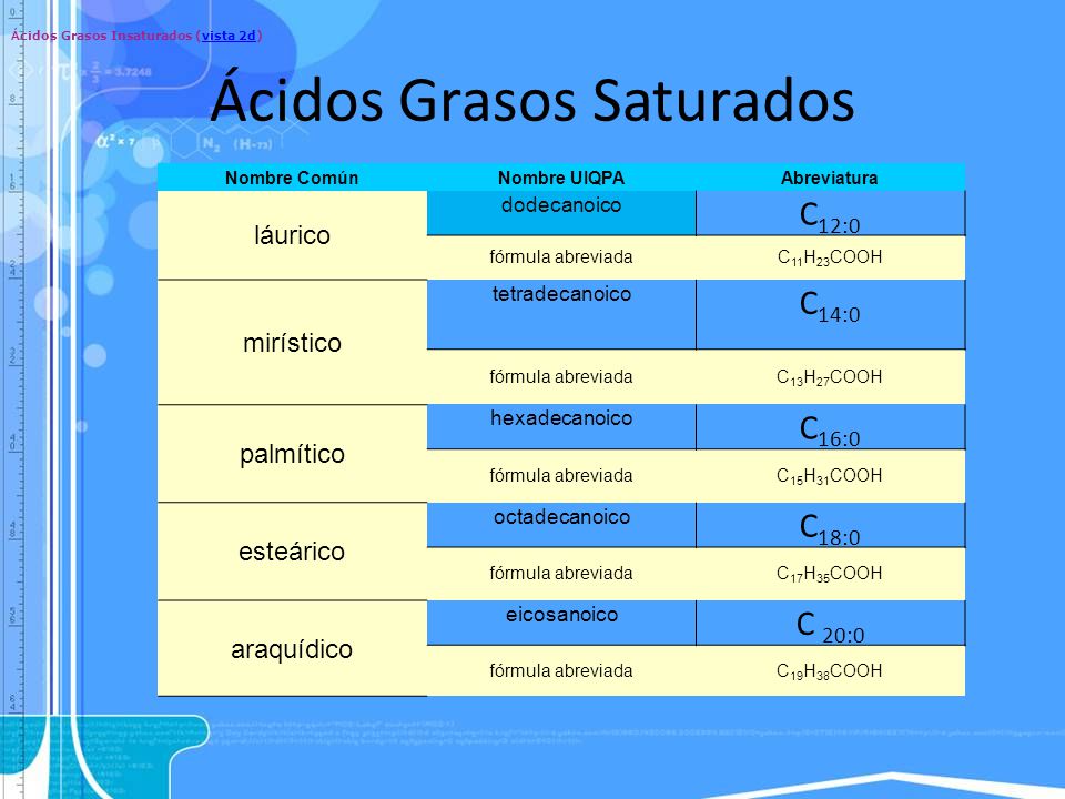 Ácidos Grasos Saturados