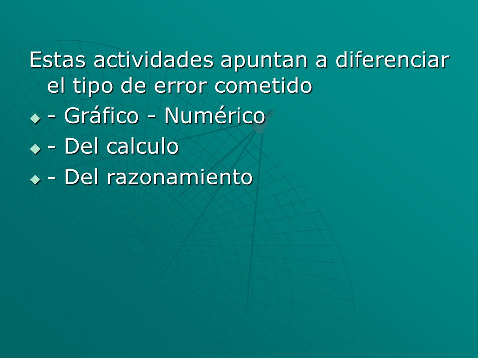 Estas actividades apuntan a diferenciar el tipo de error cometido