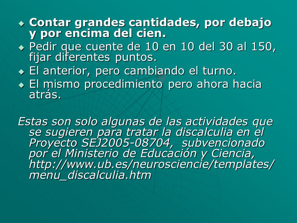 Contar grandes cantidades, por debajo y por encima del cien.