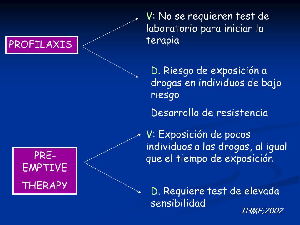 V: No se requieren test de laboratorio para iniciar la terapia