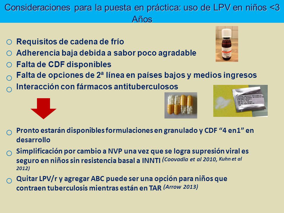 Consideraciones para la puesta en práctica: uso de LPV en niños <3 Años