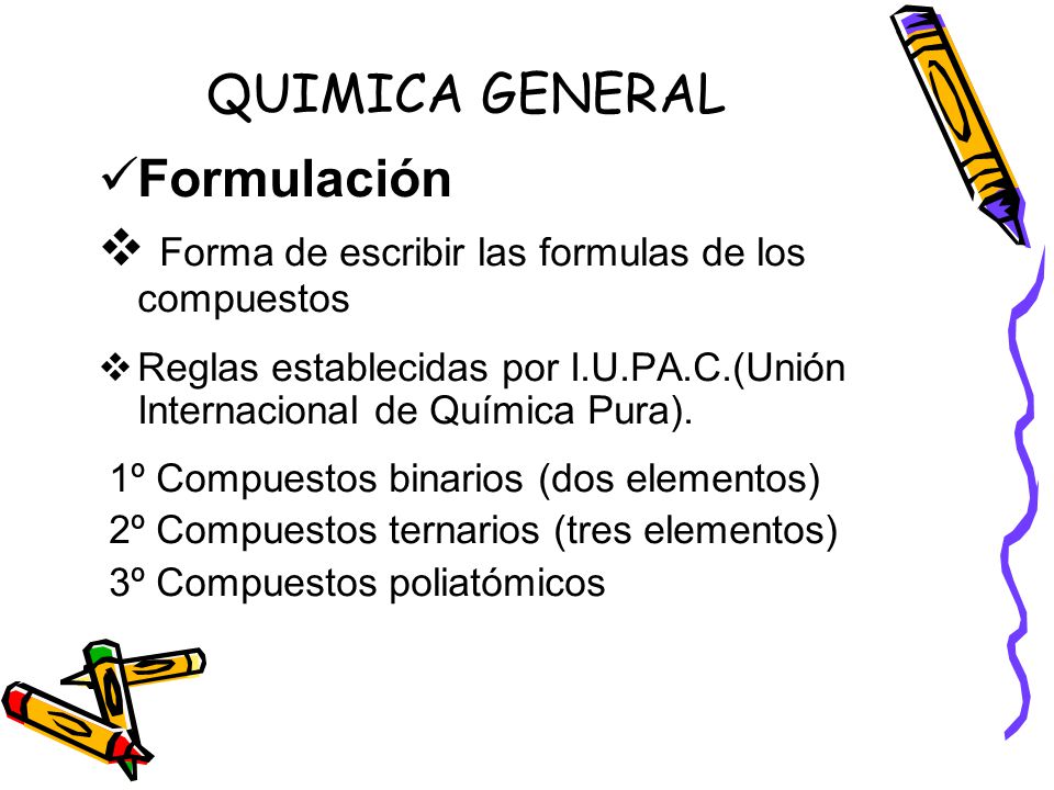 Forma de escribir las formulas de los compuestos