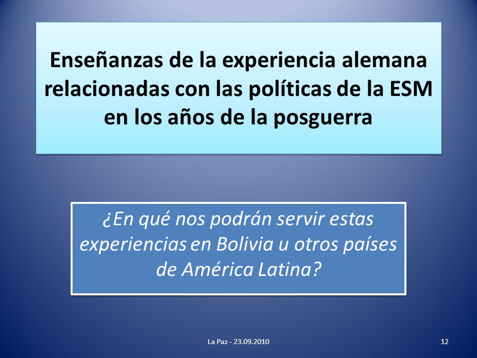 Enseñanzas de la experiencia alemana relacionadas con las políticas de la ESM en los años de la posguerra