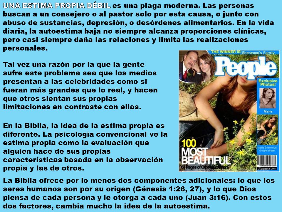 Tal vez una razón por la que la gente sufre este problema sea que los medios presentan a las celebridades como si fueran más grandes que lo real, y hacen que otros sientan sus propias limitaciones en contraste con ellas.