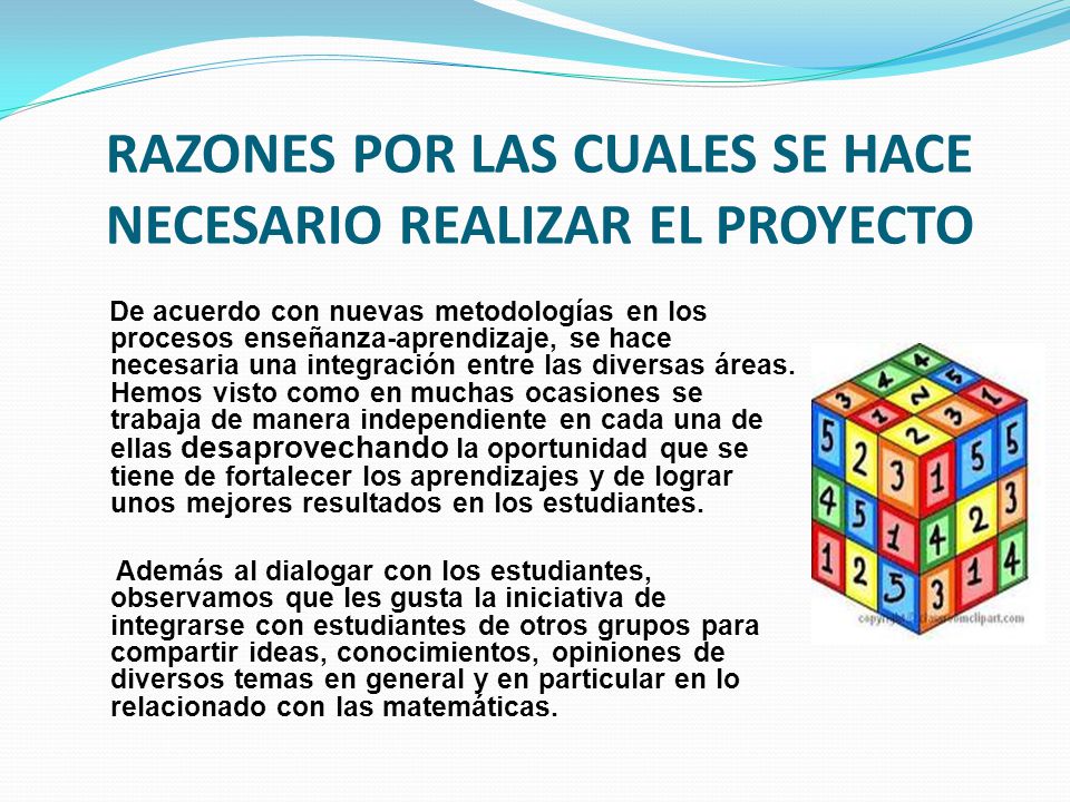 RAZONES POR LAS CUALES SE HACE NECESARIO REALIZAR EL PROYECTO