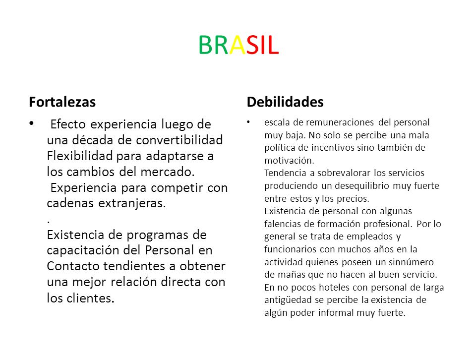 BRASIL Fortalezas Debilidades