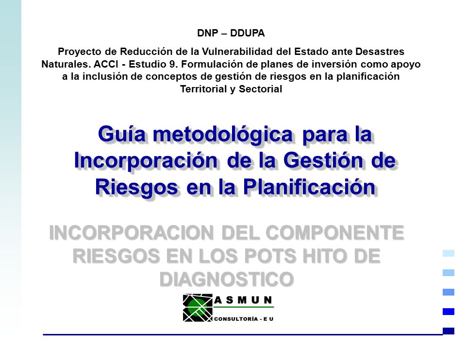 INCORPORACION DEL COMPONENTE RIESGOS EN LOS POTS HITO DE DIAGNOSTICO