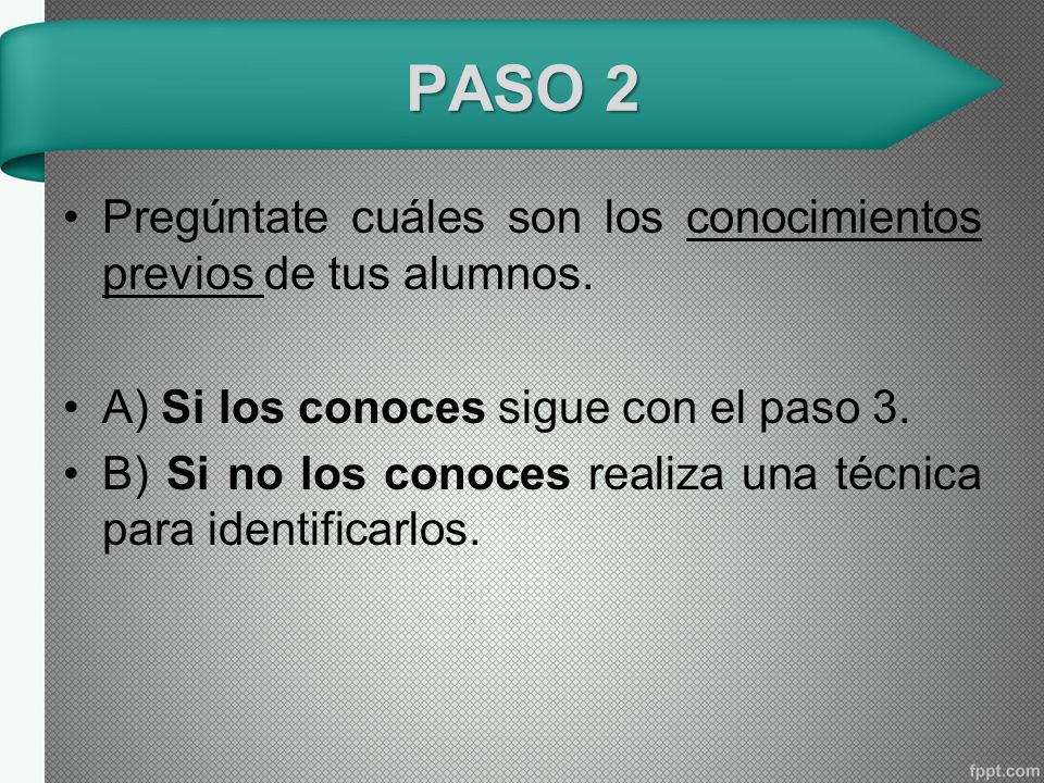 PASO 2 Pregúntate cuáles son los conocimientos previos de tus alumnos.