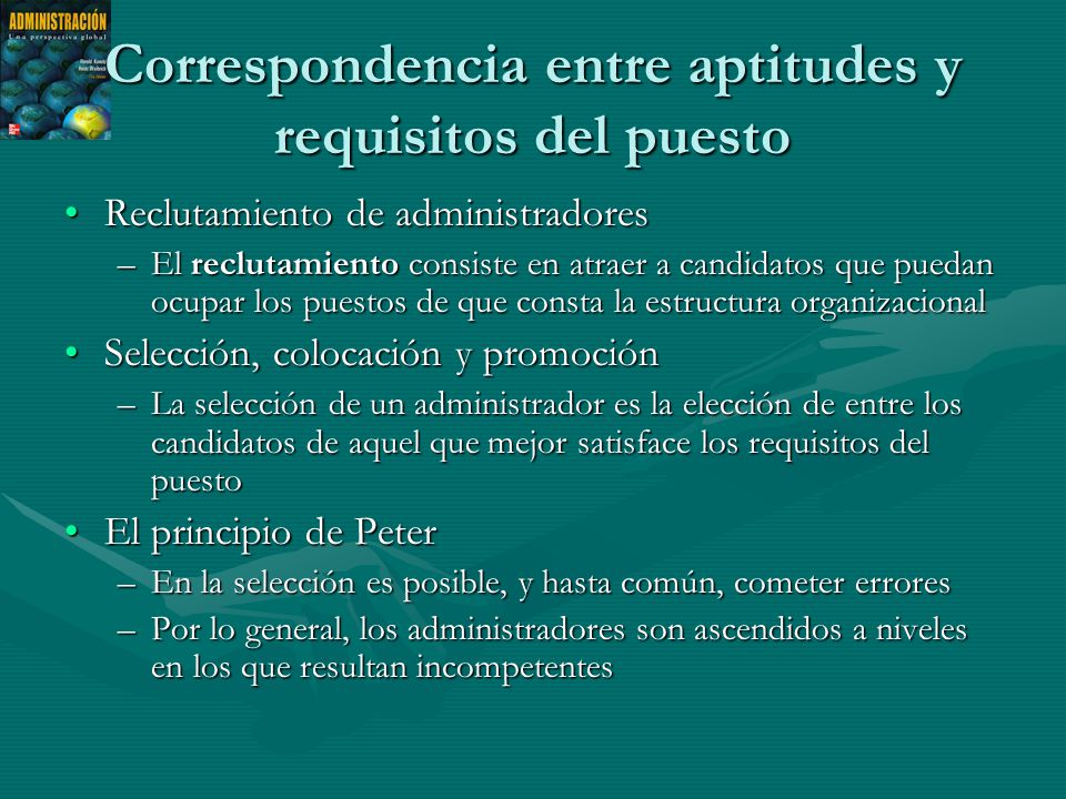 Correspondencia entre aptitudes y requisitos del puesto