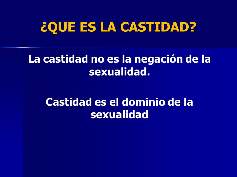 ¿QUE ES LA CASTIDAD. La castidad no es la negación de la sexualidad.