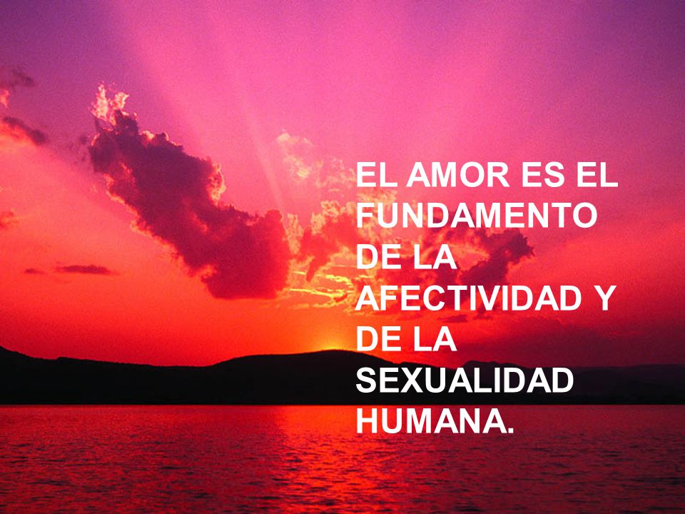 EL AMOR ES EL FUNDAMENTO DE LA AFECTIVIDAD Y DE LA SEXUALIDAD HUMANA.