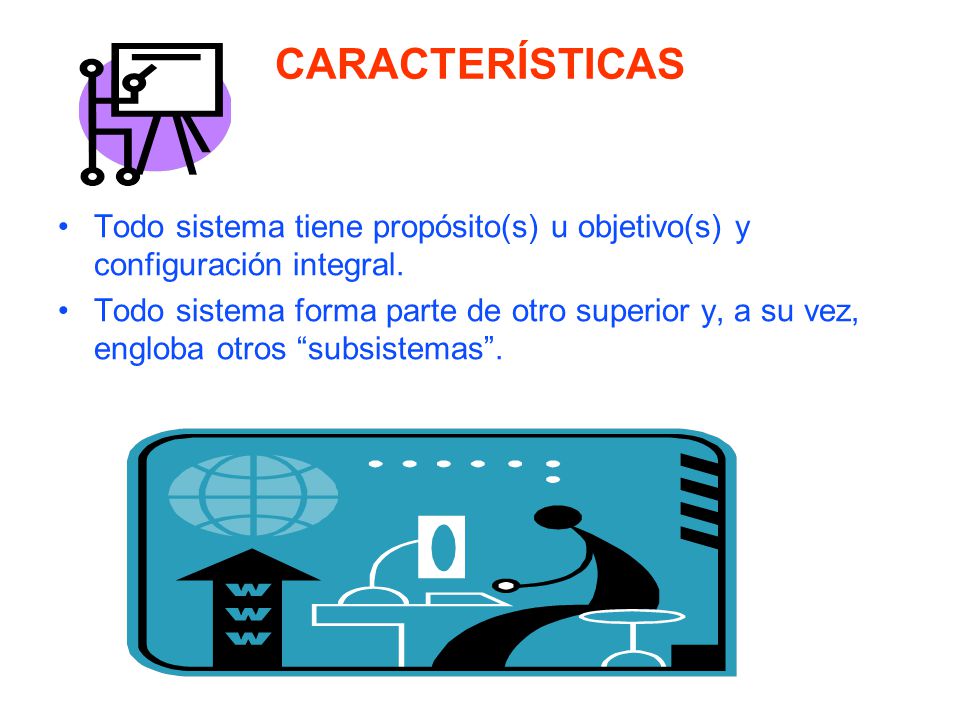 CARACTERÍSTICAS Todo sistema tiene propósito(s) u objetivo(s) y configuración integral.
