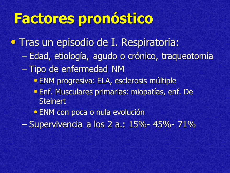 Factores pronóstico Tras un episodio de I. Respiratoria: