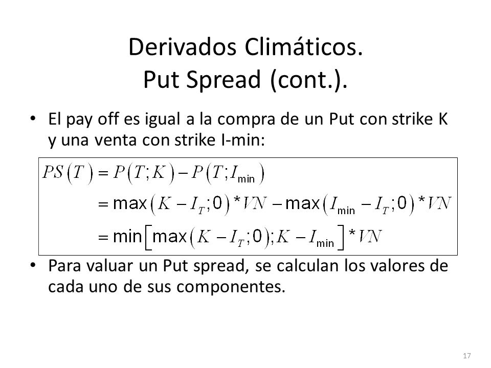 Derivados Climáticos. Put Spread (cont.).