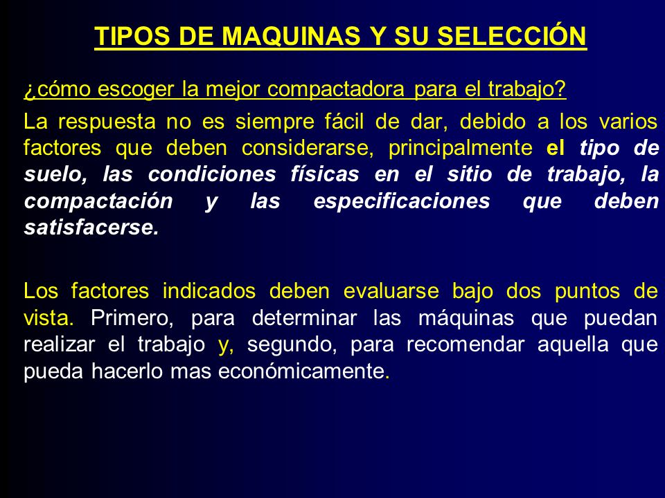 TIPOS DE MAQUINAS Y SU SELECCIÓN