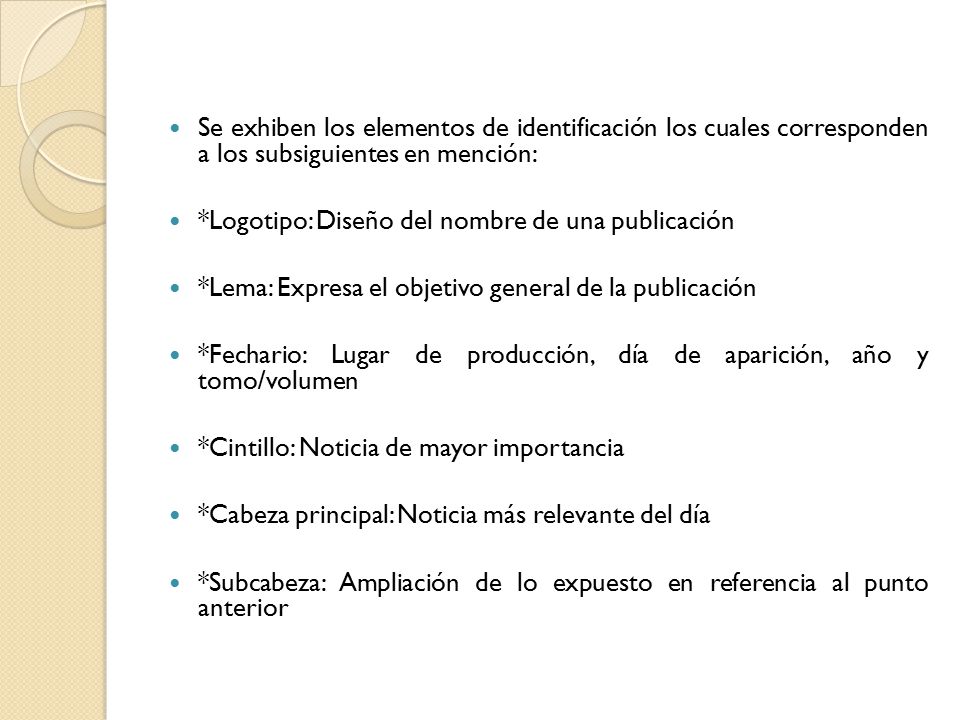 Se exhiben los elementos de identificación los cuales corresponden a los subsiguientes en mención: