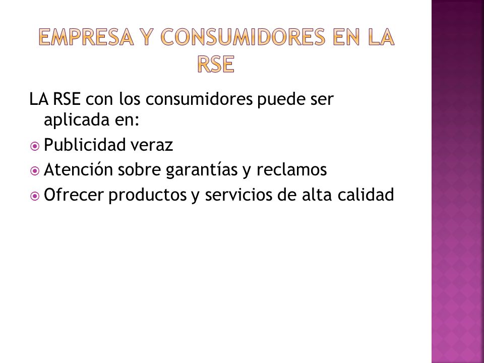 Empresa y Consumidores en la RSE