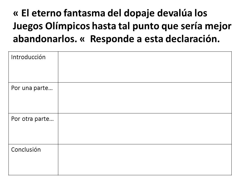 « El eterno fantasma del dopaje devalúa los Juegos Olímpicos hasta tal punto que sería mejor abandonarlos. « Responde a esta declaración.