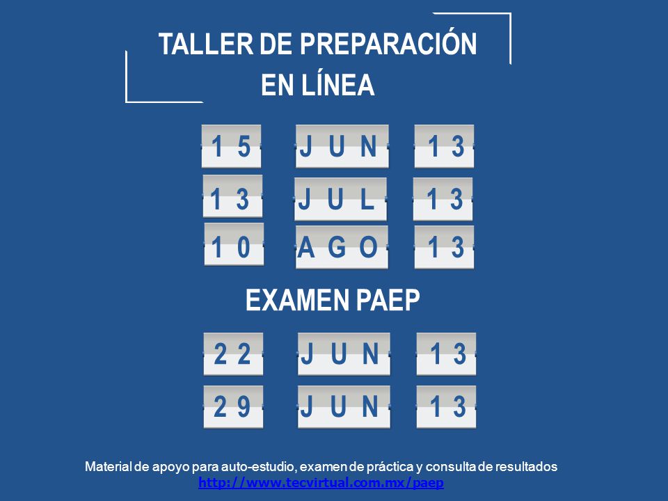 TALLER DE PREPARACIÓN EN LÍNEA 1 5 J U N J U L A G O 1 3