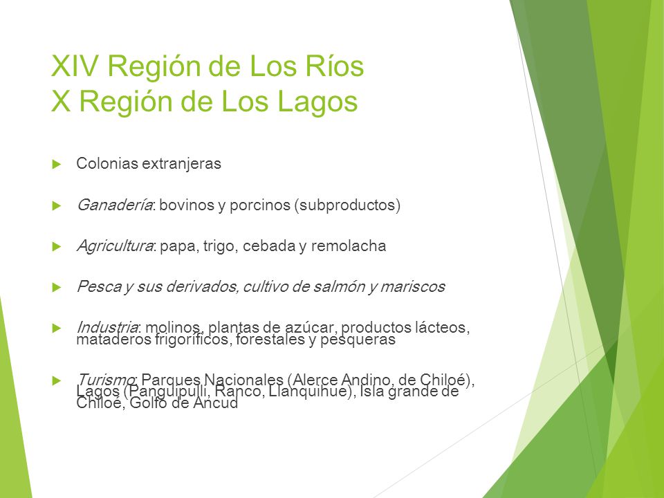 XIV Región de Los Ríos X Región de Los Lagos