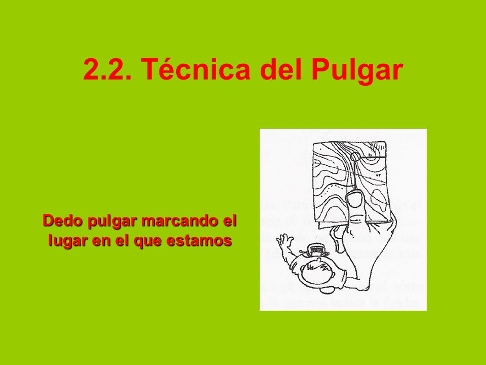 Dedo pulgar marcando el lugar en el que estamos