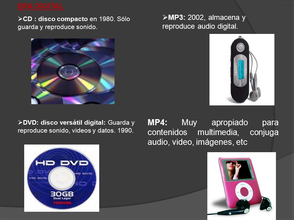 ERA DIGITAL CD : disco compacto en Sólo guarda y reproduce sonido.