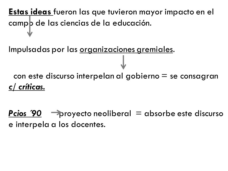 Estas ideas fueron las que tuvieron mayor impacto en el campo de las ciencias de la educación.
