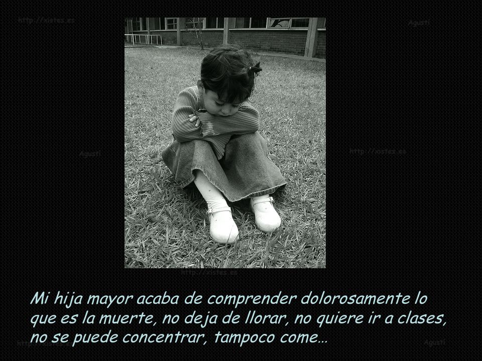 Mi hija mayor acaba de comprender dolorosamente lo que es la muerte, no deja de llorar, no quiere ir a clases, no se puede concentrar, tampoco come…