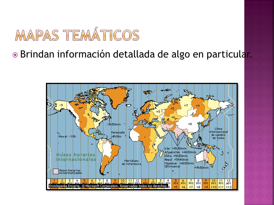 Mapas temáticos Brindan información detallada de algo en particular.