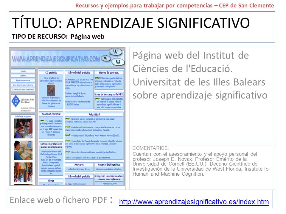 TÍTULO: APRENDIZAJE SIGNIFICATIVO TIPO DE RECURSO: Página web