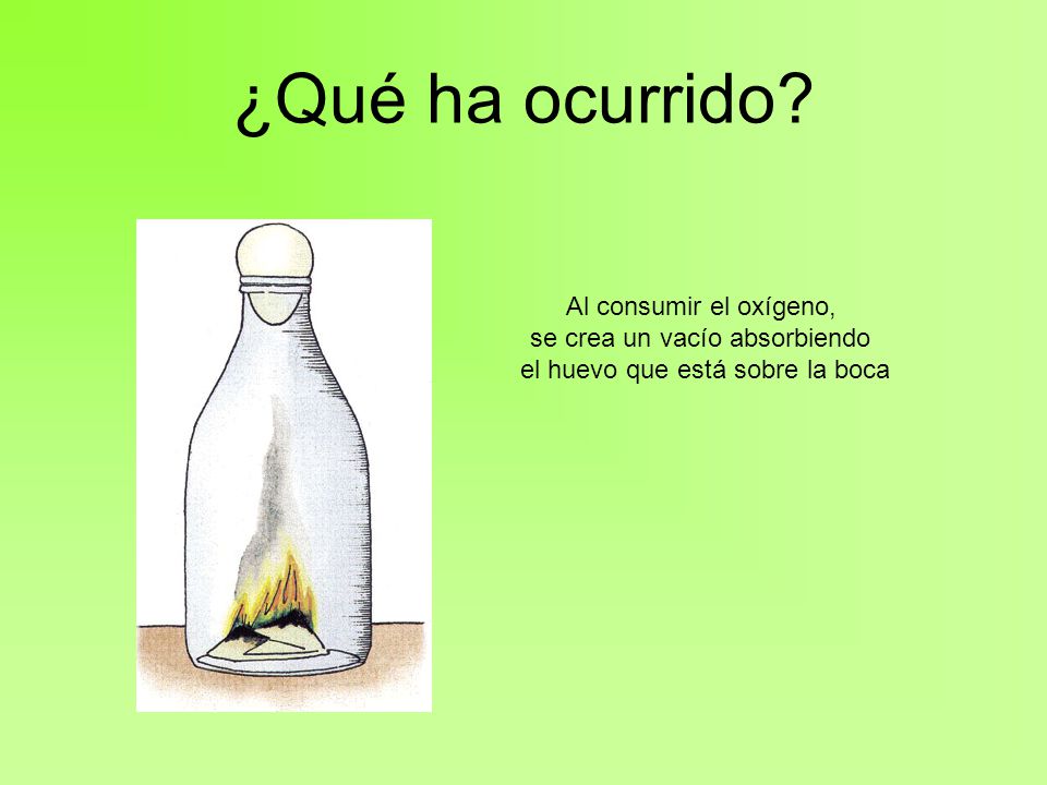 ¿Qué ha ocurrido Al consumir el oxígeno, se crea un vacío absorbiendo