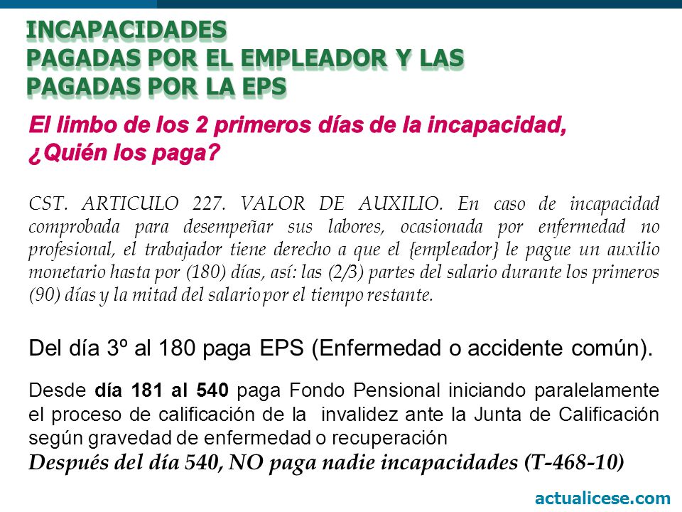 PAGADAS POR EL EMPLEADOR Y LAS PAGADAS POR LA EPS