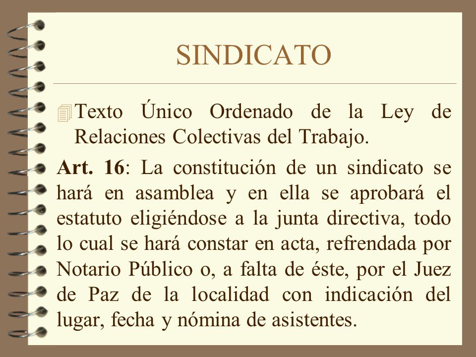 SINDICATO Texto Único Ordenado de la Ley de Relaciones Colectivas del Trabajo.