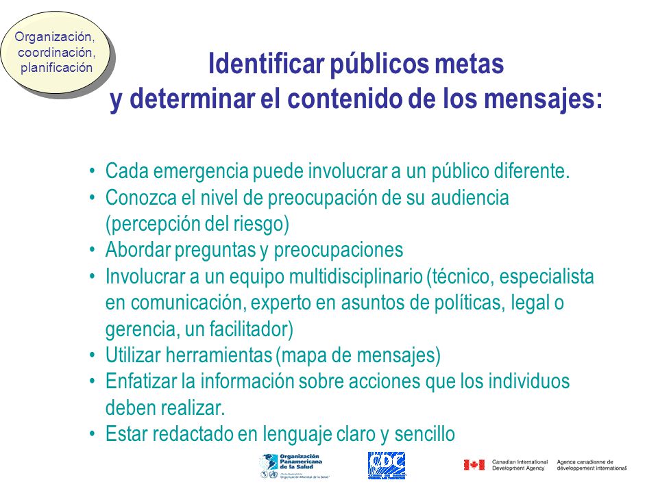 Identificar públicos metas y determinar el contenido de los mensajes: