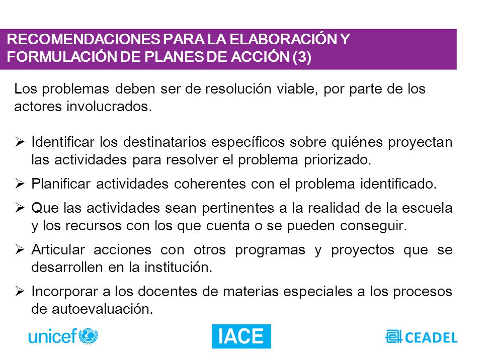 RECOMENDACIONES PARA LA ELABORACIÓN Y FORMULACIÓN DE PLANES DE ACCIÓN (3)