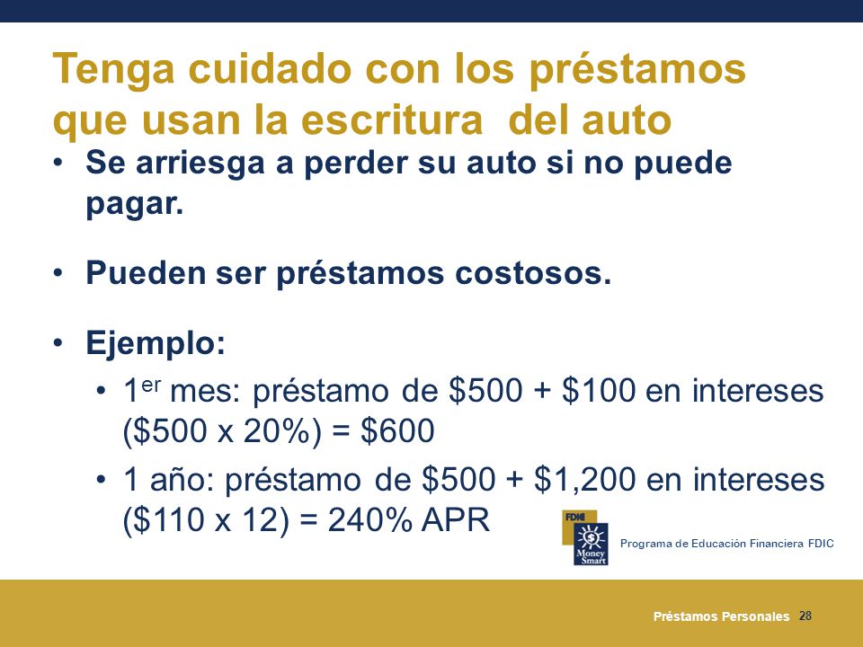 Tenga cuidado con los préstamos que usan la escritura del auto