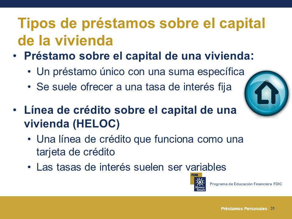 Tipos de préstamos sobre el capital de la vivienda