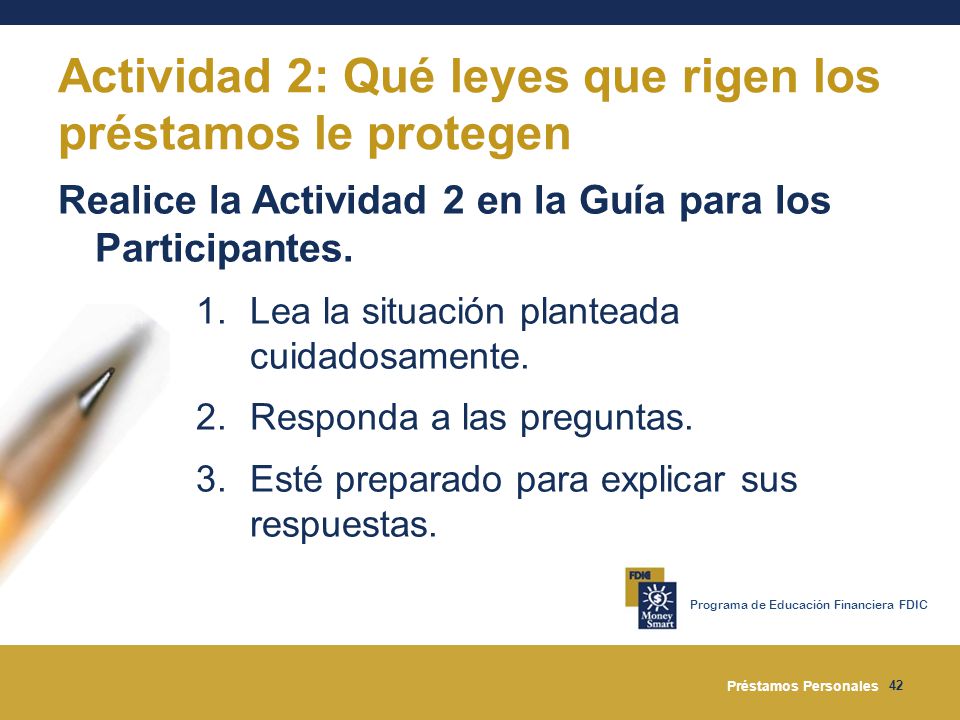 Actividad 2: Qué leyes que rigen los préstamos le protegen
