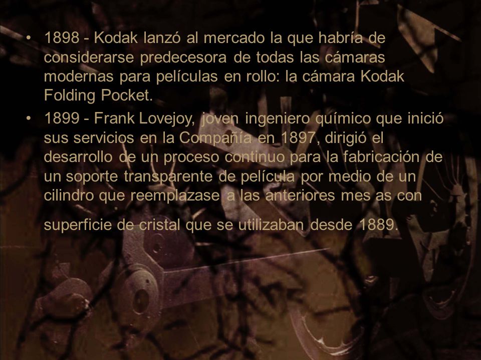 Kodak lanzó al mercado la que habría de considerarse predecesora de todas las cámaras modernas para películas en rollo: la cámara Kodak Folding Pocket.
