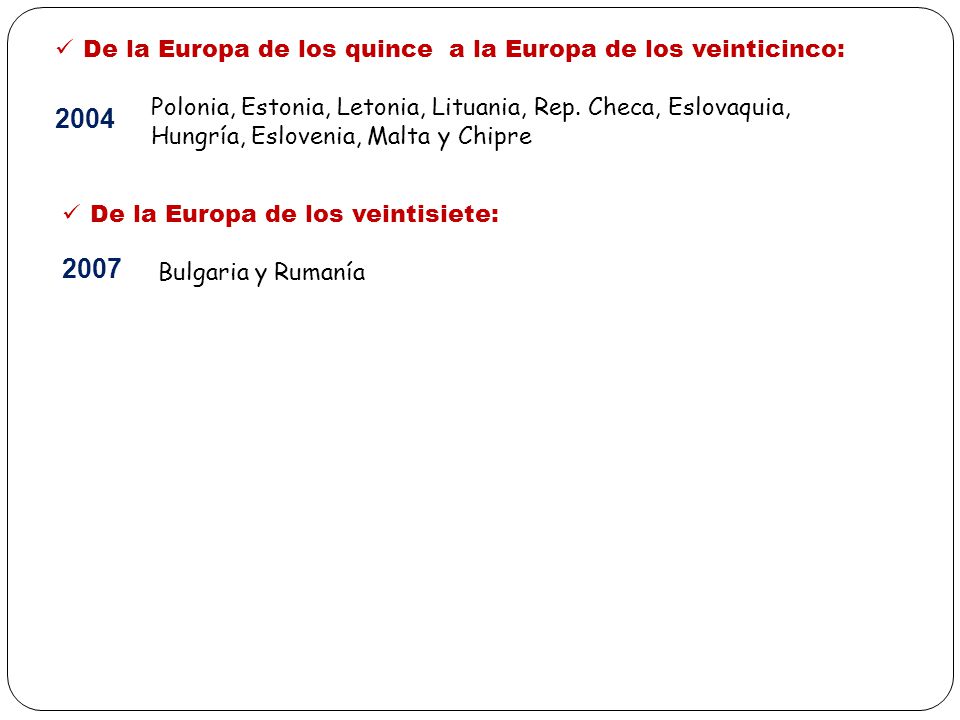 De la Europa de los quince a la Europa de los veinticinco: