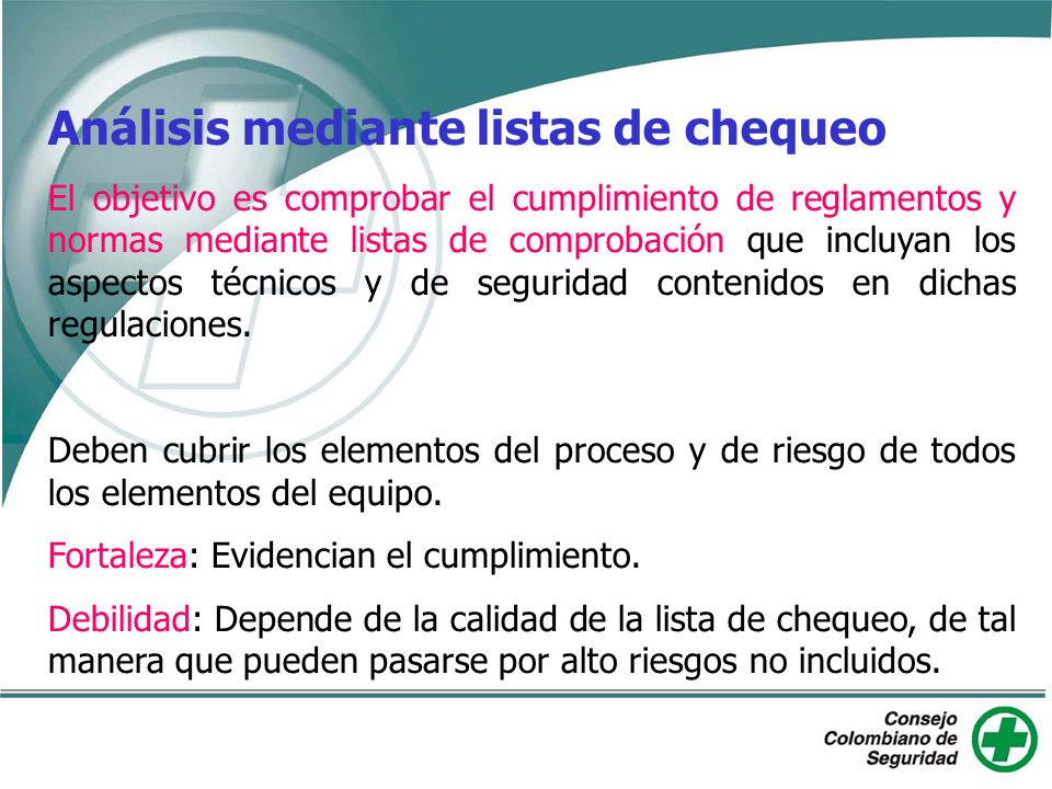 Análisis mediante listas de chequeo