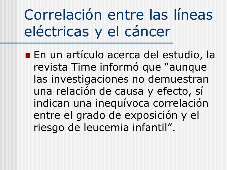 Correlación entre las líneas eléctricas y el cáncer