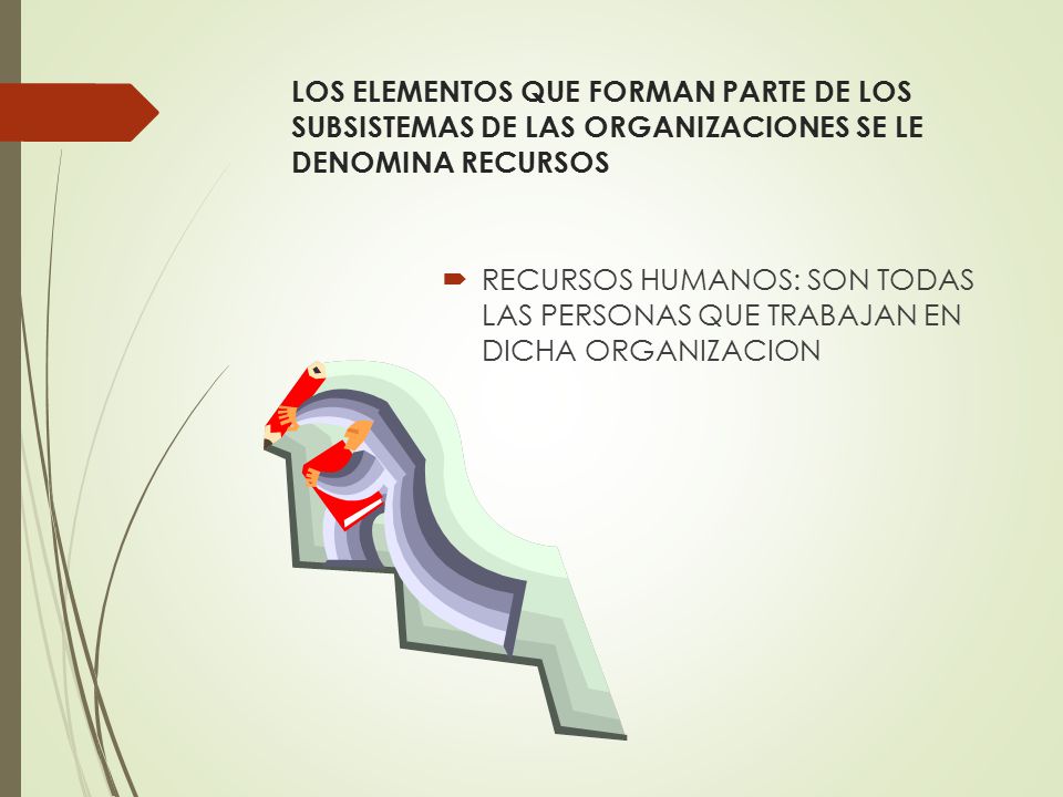 LOS ELEMENTOS QUE FORMAN PARTE DE LOS SUBSISTEMAS DE LAS ORGANIZACIONES SE LE DENOMINA RECURSOS